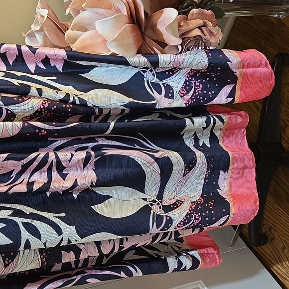 Nwt 16 Maison Tara Navy and Pink Midi Dress - Picture 4 of 17